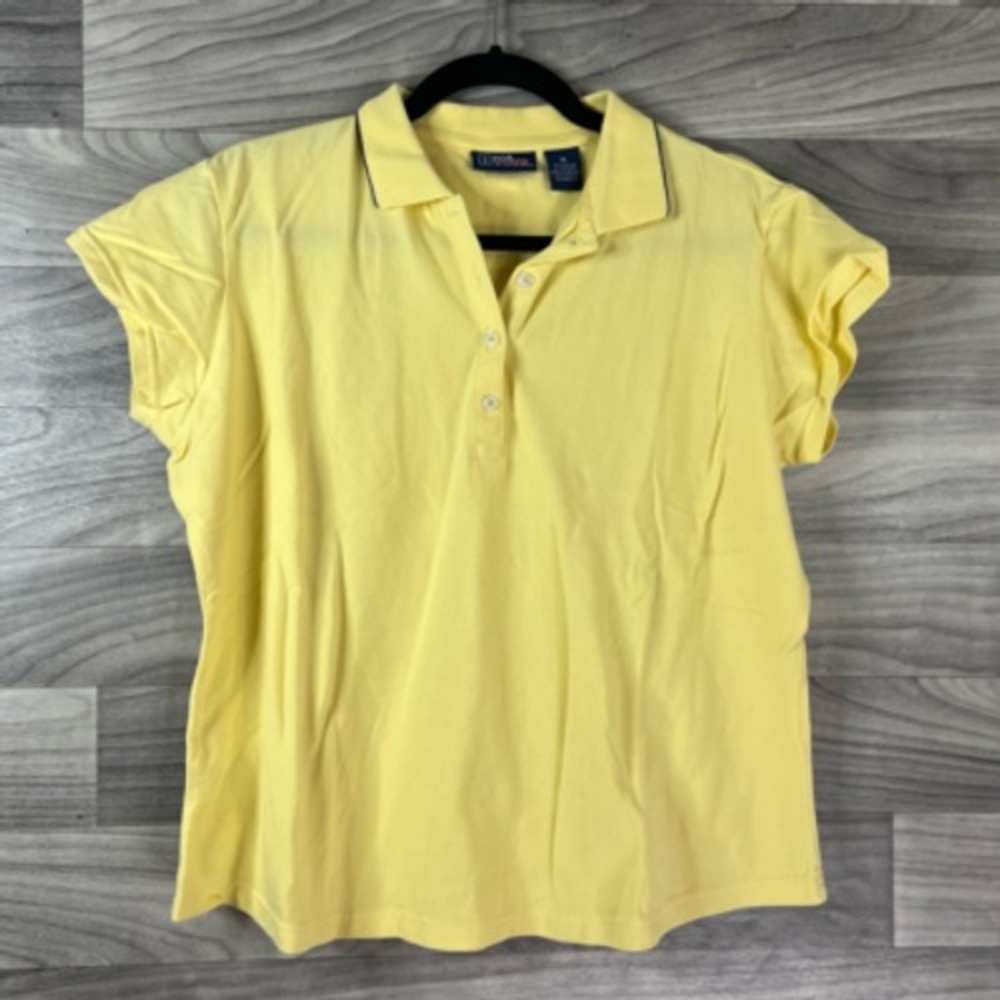 PGA Tour Womens‎ Polo Shirt Yellow Short Sleeve Collar Stretch Cotton Blend XL
